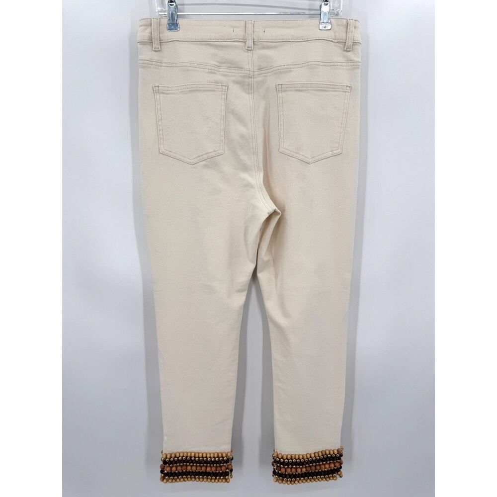 NWOT BOSTON PROPER Mixed Wood Beaded Ankle Zip High Rise Jeans Pants Size 14 - Picture 5 of 9